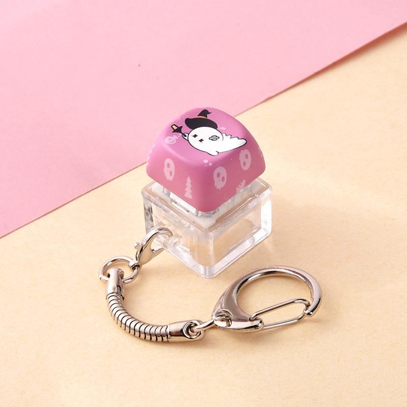 Halloween Mechanical Keycap Keychain, Portable Fidget Finger Toy Pressable Button for Office Travel Anxiety Relief Party Favor