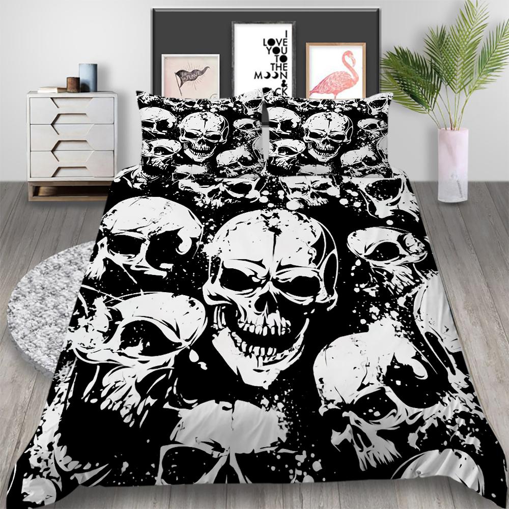 

Комплект постельного белья на Хэллоуин с черепом, пододеяльник, наволочка, домашний комплект постельного белья, AU, полный размер, односпальная/двуспальная кровать DE 200x200cm