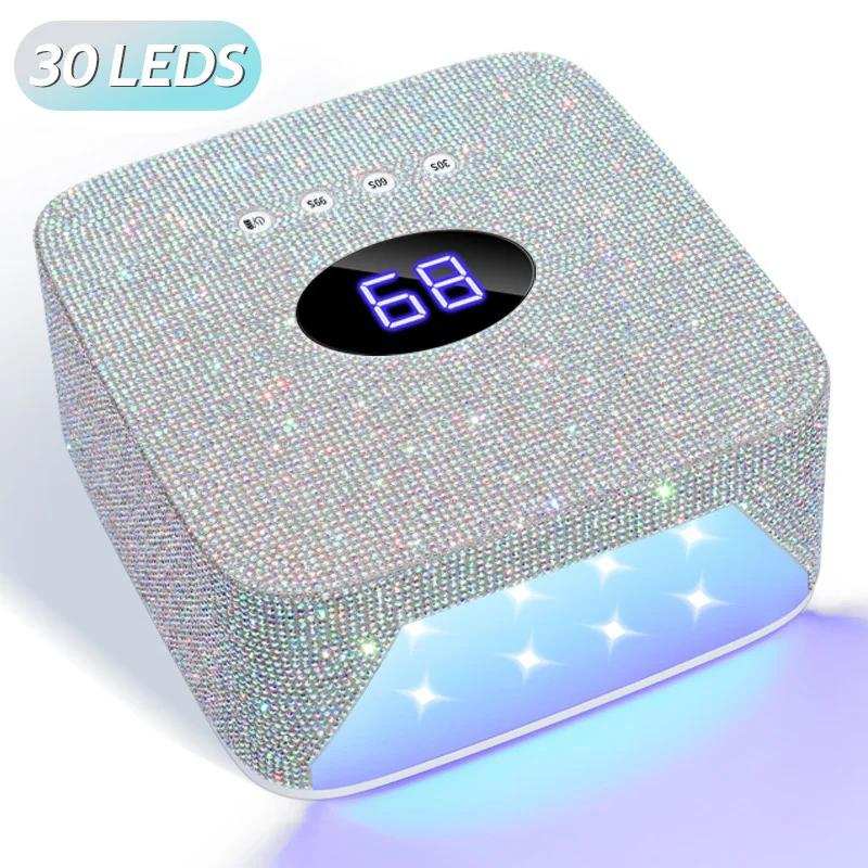 72W Cordless UV Nail Lamp Rechargeable 30 LEDs Nail Dryer UV Light Cabin Professional Nail Art Manicure Tools for Home and Salon