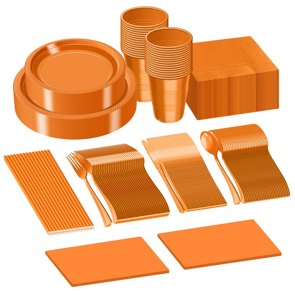 Disposable Plastic Plate Set, Solid Color Party Tableware, Birthday Decoration Plate And Cup Set.