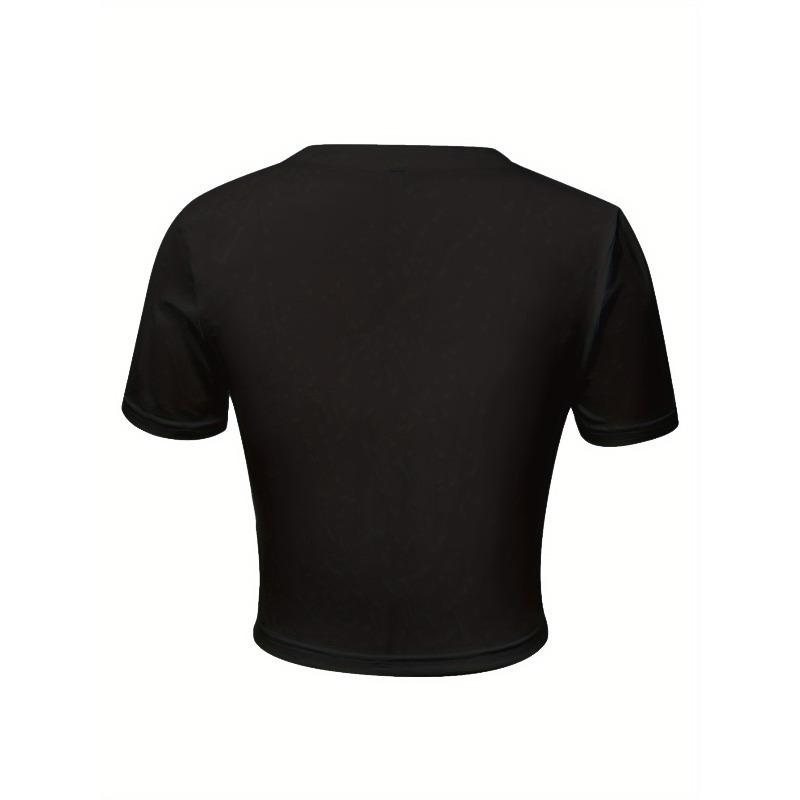 European Size Heart-Shaped Pattern Short-Sleeve Women'S Y2K Style, Cropped T-Shirt, Fashionable, Elegant, Made of Soft And Comfortable Fabric