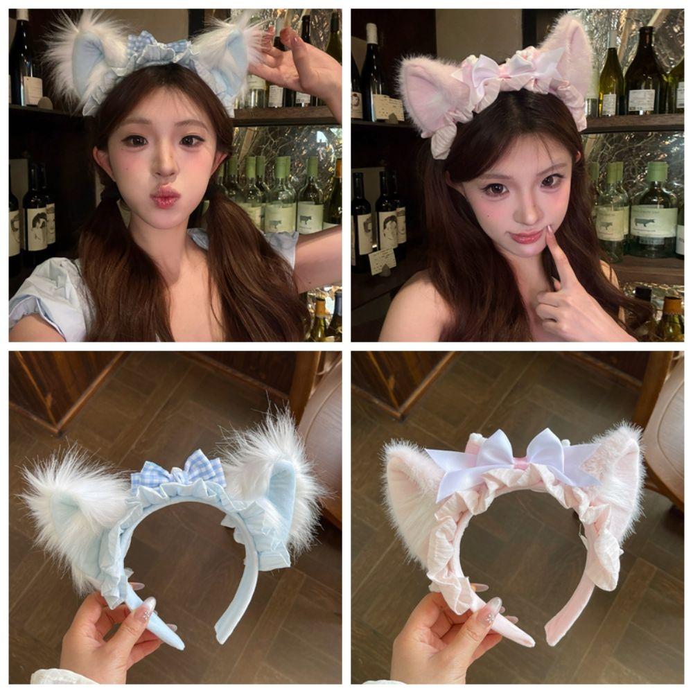 Soft Plush Fabric Plush Cat Ears Hair Decor Princess Style Fluffy Hair Hoop  Party Dress Up