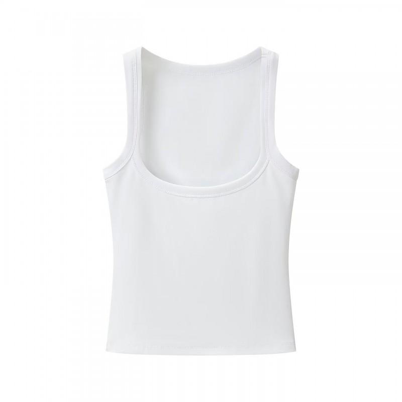 Womens Slim Fit Sleeveless Crop Top High Stretch Solid Color Tank Layering