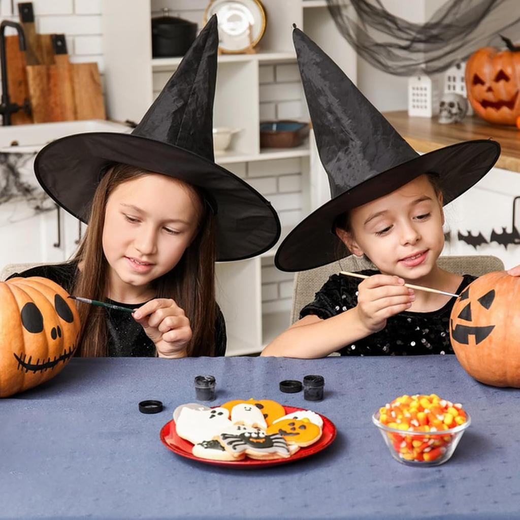Dokeawo Witch Hats 8 Pack Halloween Witches Hat with 108 Feet Hanging Rope & 32Pcs 3D Bats, Hanging Witch Hats Halloween Decor Witches Costume