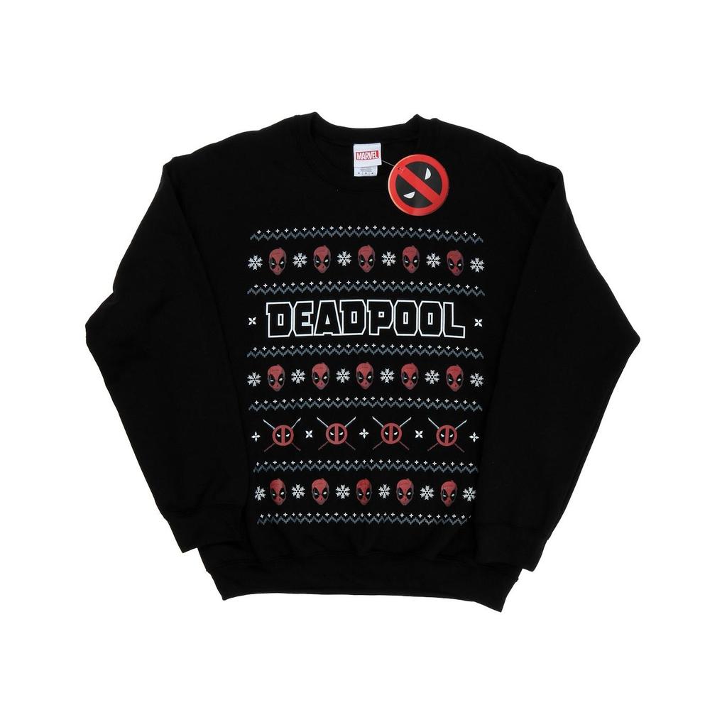 Marvel Mens Deadpool Logo Christmas Sweatshirt