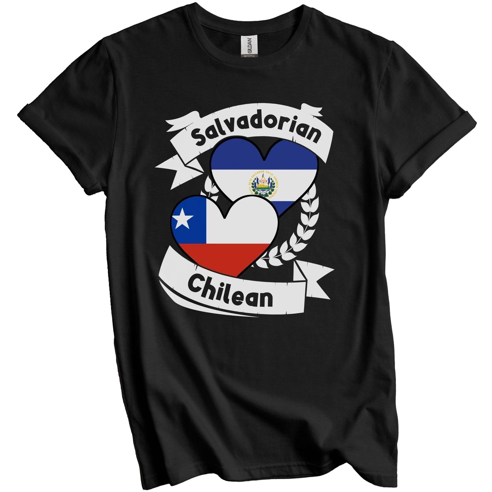 Salvadorian Chilean Heart Flags El Salvador Chile T-Shirt 2XL