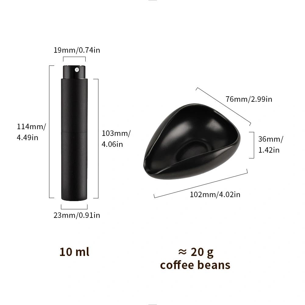 watchget Coffee Bean Cup and Spray Bottle Set, Ceramic Coffee Bean Measuring Cup, Ceramic Measuring Tray, Coffee Grounds Container, Black