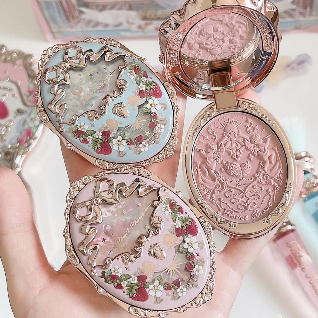 Flower Knows Strawberry Rococo Series Embossed Blush Fine Powder Makeup Smooth Long-Lasting Blusher Face Enhancing Makeup Color