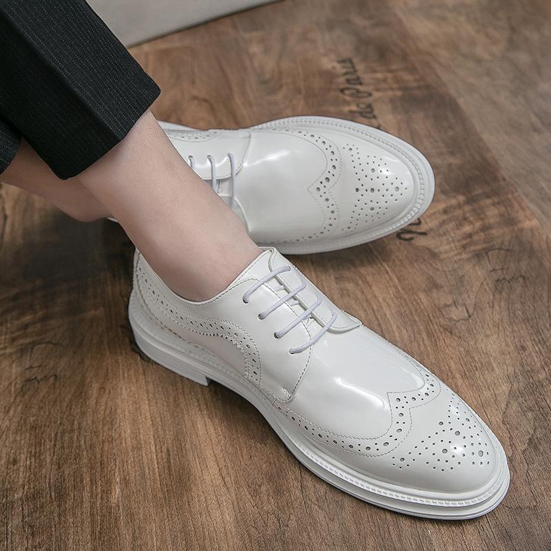 Brock dress leather shoes large size wedding photo studio photo white groom wedding shoes best man
