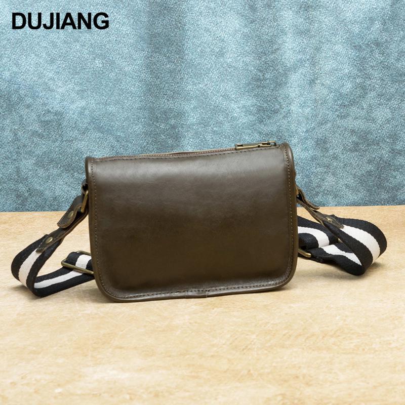 DUJIANG Men's Genuine Leather Crossbody Messenger Shoulder Bag