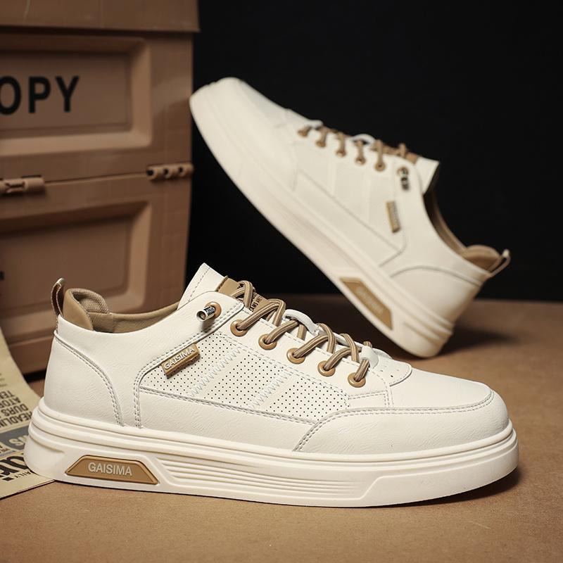 

2025 four seasons new fashion youth versatile board shoes trendy men s shoes breathable punching one pedal flat white shoes 44 бежевый