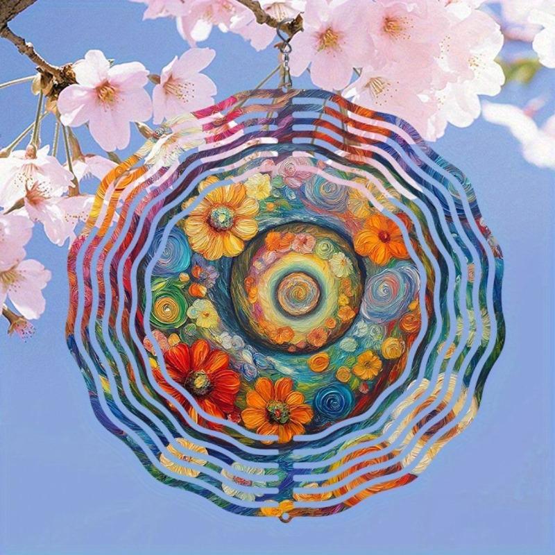 10 Zoll Hängender Windspinner mit 360-Grad-Haken für Balkon-Gartendekor Frühling Sommer Außendekoration