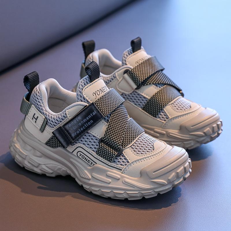 Girls 2025 autumn new double mesh breathable rotating buckle children's sports boys soft sole middle and old children's dad shoes