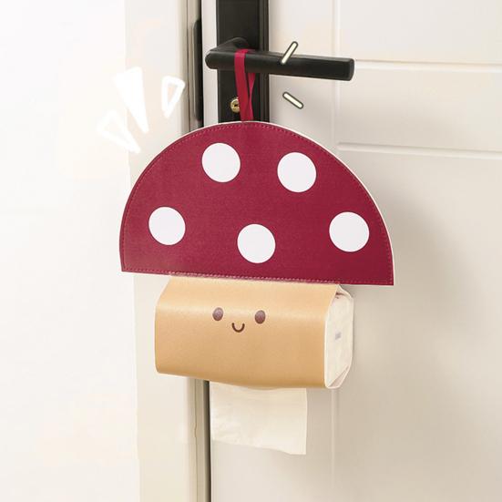 Tissue Box Waterproof Wear-Resistant PU Wall-Mounted Mushroom-Shaped Tissue Paper Bag Easy Installation for Kitchen Car Bathroom Storage