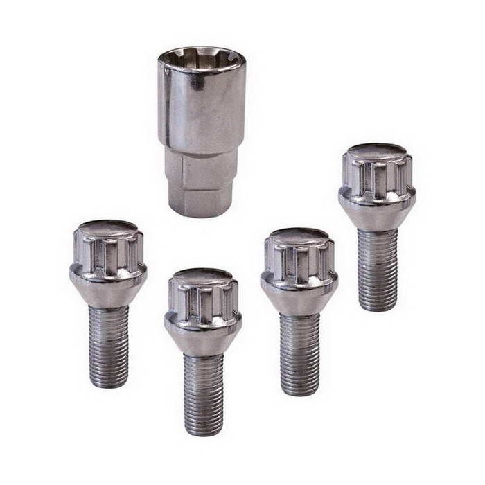 Arborescence Carponit 4 Kegelvormige Anti-diefstalmoeren Model A - M12 X 1, 25 X 26 Mm - Chroom Grijs
