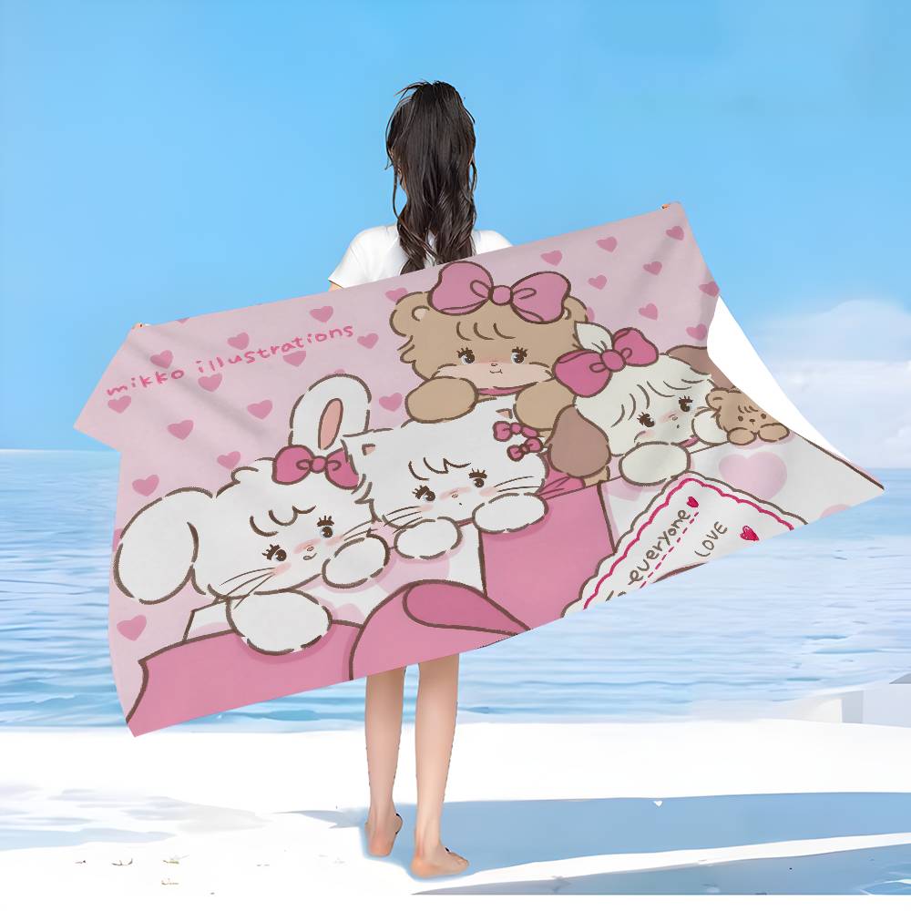 M-Mikko C-Characters Bath Towel Microfiber Soft Water Absorbing Breathable For Girl Kids Decorative Cartoon Beach Towel