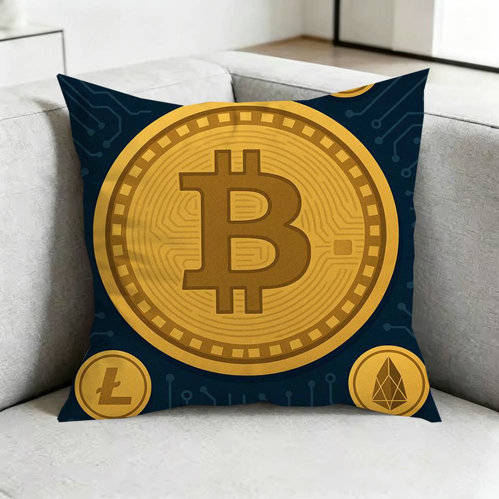 BBitcoin Cryptocurrency Btc Pillow Case Square DoubleSided Sofa Cushion Cover Bedroom Bedside Pillow Gift
