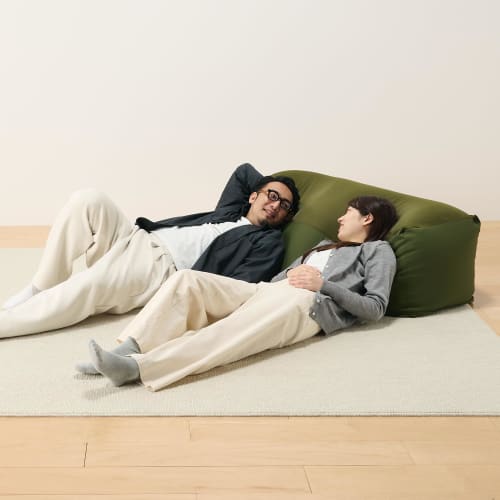 MUJI Body-fitting rectangular sofa cover Khaki Width 120 x Depth 38 x Height 38 cm Polyester plain weave 83435707