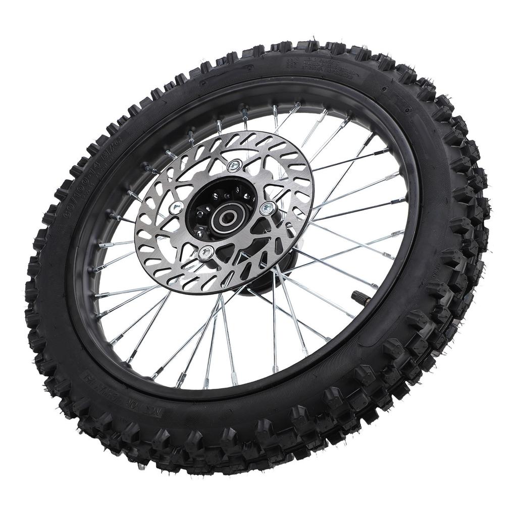 14 Inch Dirt Bike Front Wheel Assembly 60 100 14 2.5 14 Tire Inner Tube 12mm Rim Axle with Brake Rotor for 125 140 150