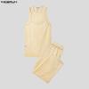 INCERUN Summer Men Beach Sets Sleeveless Hollow Tops Elastic Waist Pants Two-piece Suits