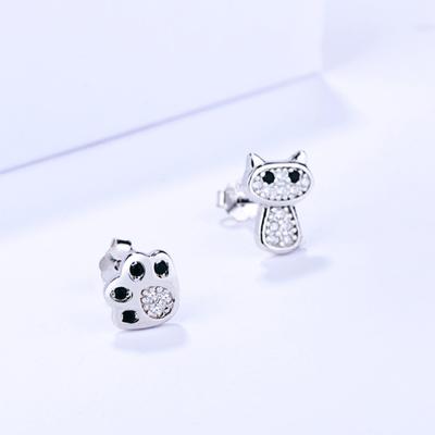 S925 Sterling Silver Stud Earrings Female Super Cute Cat Sweet Cute Cat Claw Asymmetric Ear Rings