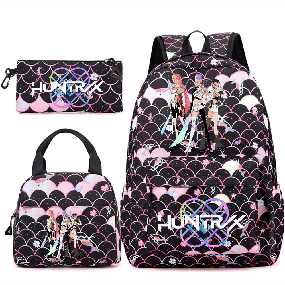 3Pcs/set Kpop Printed Backpack Handbag Pencil Case for Teenger Student Girl Boy Schoolbag Bookbag Large Capacity Travel Bag Kid Gift Mochila