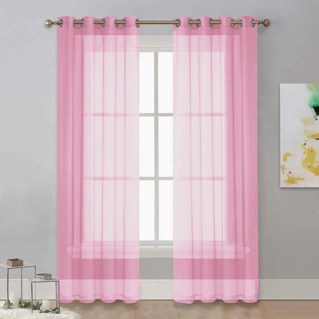 Solid Color Perforated Trylene Semi-Blackout Voile Curtain for Living Room or Balcony