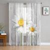 Daisy Waterdrop Wood Grain Sheer Curtains for Living Room Decoration Window Curtains for Kitchen Tulle Voile Organza Curtains