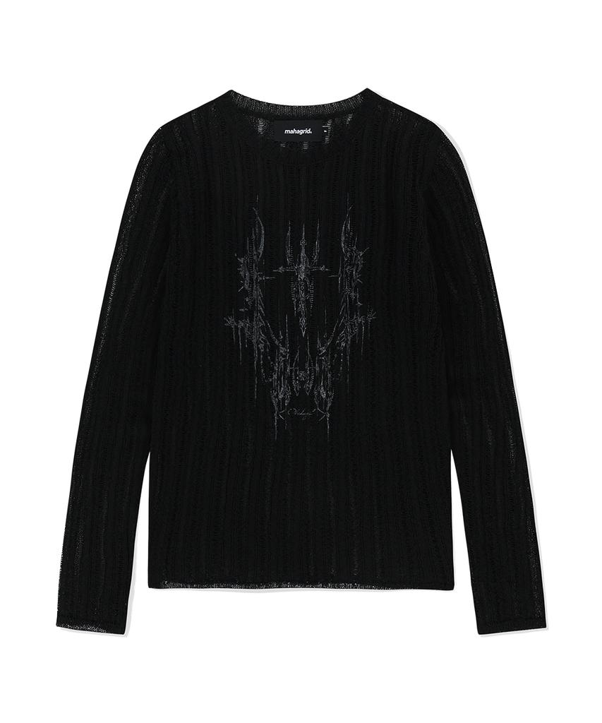 MAHAGRID Tattoo Crochet Knit Black(Mg2Fmfk615A)