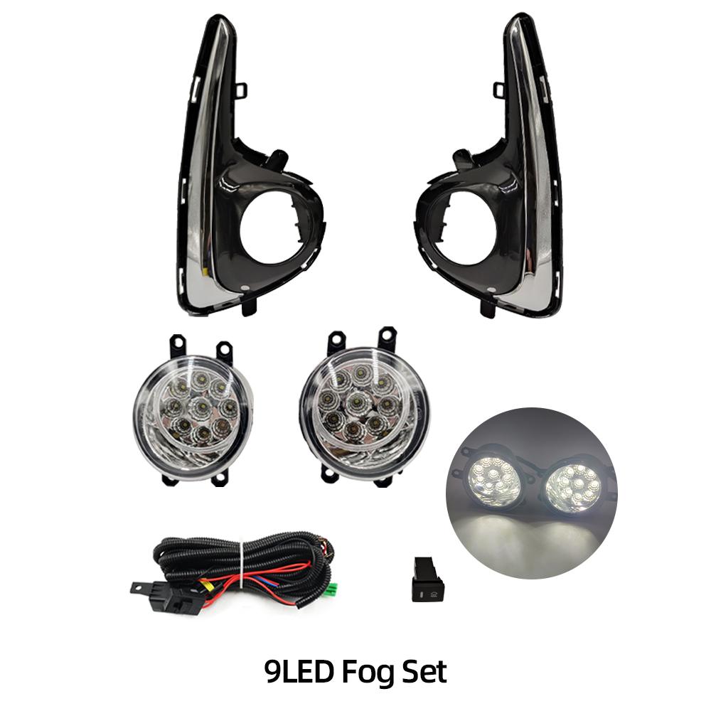 LED Fog Light For Toyota Yaris Vitz US type 2018   with Wires Switch Harness Kit angel eyes Fog lamp cover Chrome