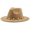 Fashion Classic Fedora Wool Big Brim Pearl Jazz Top Hat Church Hat Adult Dancer Costume Accessory Prop for Women and Men