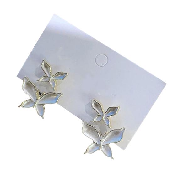 1 Pair Stud Earrings for Women Double Butterfly Front Back Earrings
