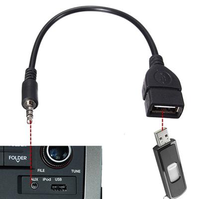 3.5mm Male Audio USB 2 Type AUX-in-Jack To A Female OTG Converter Cable