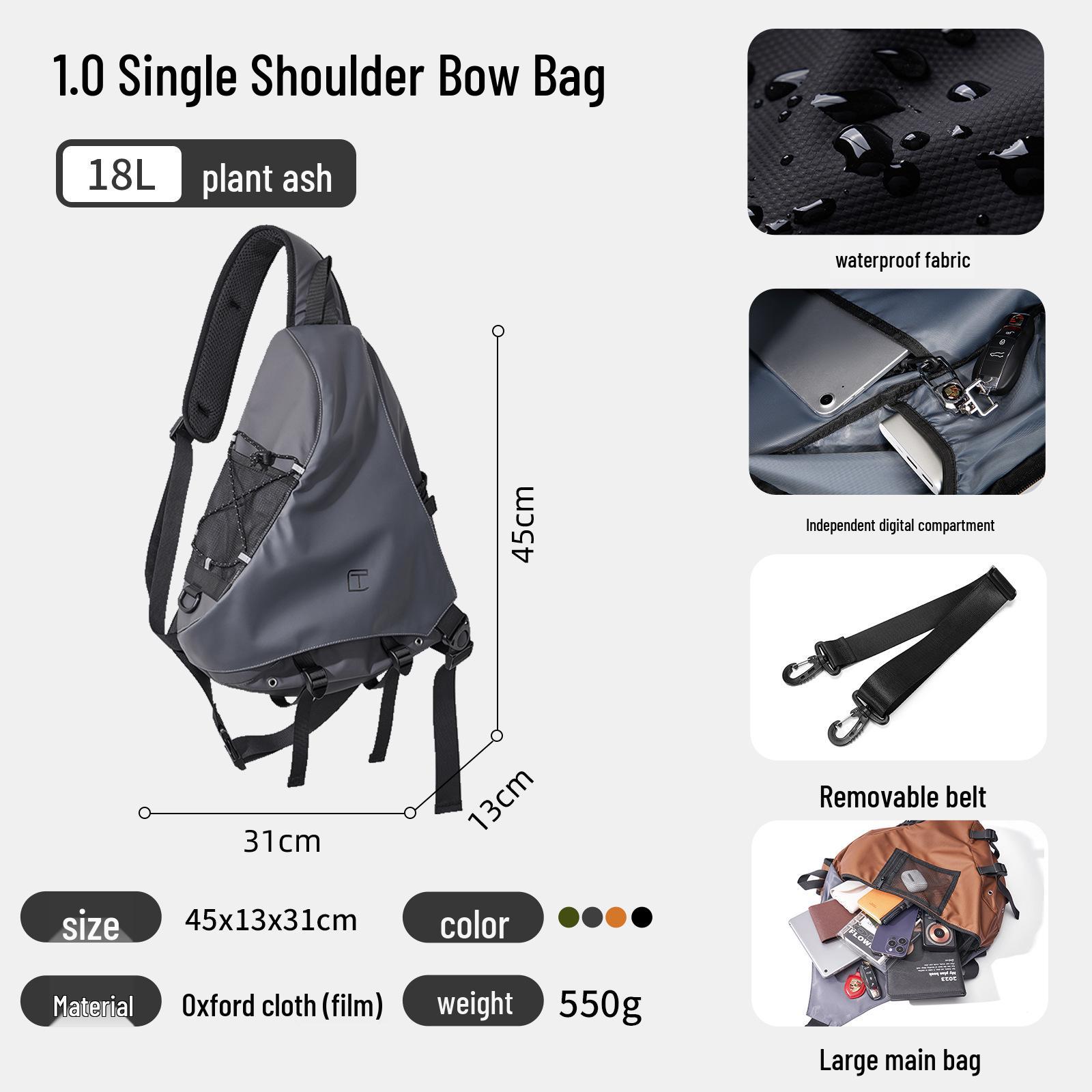 

Tangku Мужская многофункциональная модная спортивная нагрудная и наплечная сумка-рюкзак большой вместимости 13-inch серый