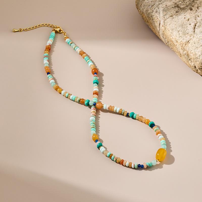 Artistic Ethnic Style Colorful Genuine Stone Beaded Necklace