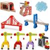 Turm Zugstreckenzubehör Spielszene Dekoration Bahnhof Brücke Tunnel Hochbaugleis Spielzeug für mit Zug Holz