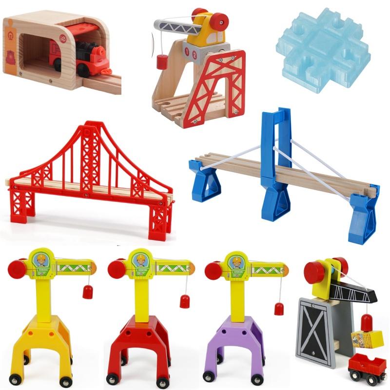 Turm Zugstreckenzubehör Spielszene Dekoration Bahnhof Brücke Tunnel Hochbaugleis Spielzeug für mit Zug Holz