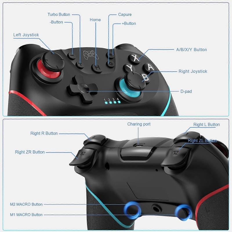 Switch Controller, Wireless Pro Controller Compatible with Nintendo Switch, Wireless Gamepad Joystick with Programmable