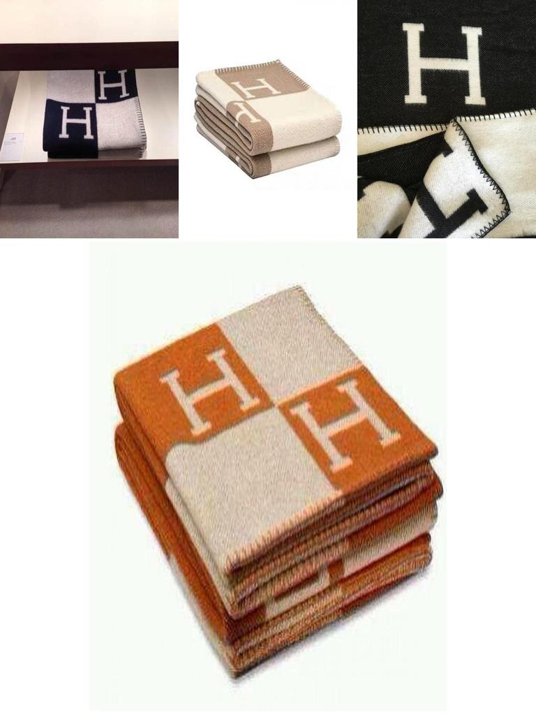 Luxurious Wool Cashmere Blanket Thick Warm Geometric Pattern Office Throw