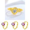 Beautiful Adjustable Womens Ring Featuring Purple Amethyst And Glittering Diamond Accents