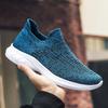 Large size fly-woven lightweight men's shoes one-pedal sports shoes casual large size knitted socks shoes soft sole dad black shoes