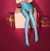 30 Deniers Oil Shine High Waist Tights Glitter Shiny Glossy Transparent Pantyhose Open Crotch Sexy Nylon Silk Hosiery Underwear