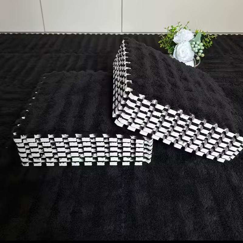 30x30cm EVA Foam Plush Interlocking Floor Mat Soft Carpet Tiles Play Mat Non-Slip Puzzle Rug for Home Living Room