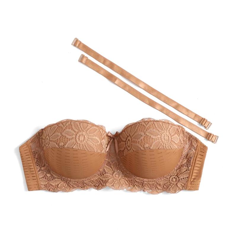 Women Plus Size Half Cup Brassiere Sexy Lace Comfortable Bow Bras 3 Hooks with Wire Bra 100C-89041