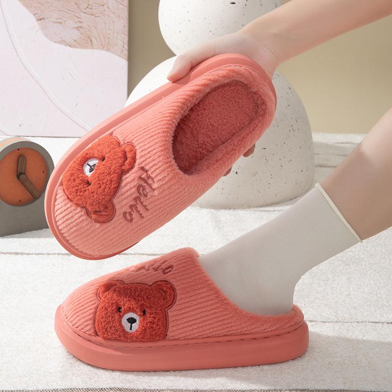Unisex Autumn Winter Warm Cotton House Slippers, Eco-Friendly New EVA Thick Non-Slip Sole Fleece Lined Cozy Indoor Home Slippers for Women & Men