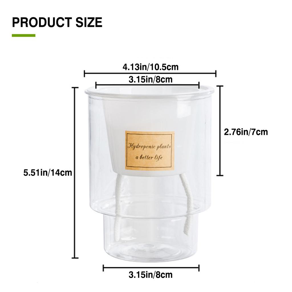 Self Absorbing Flowerpot Translucent Hydroponic Flower Pot Modern Home Self Watering Flowerpot for Garden Tabletop Plastic Vase
