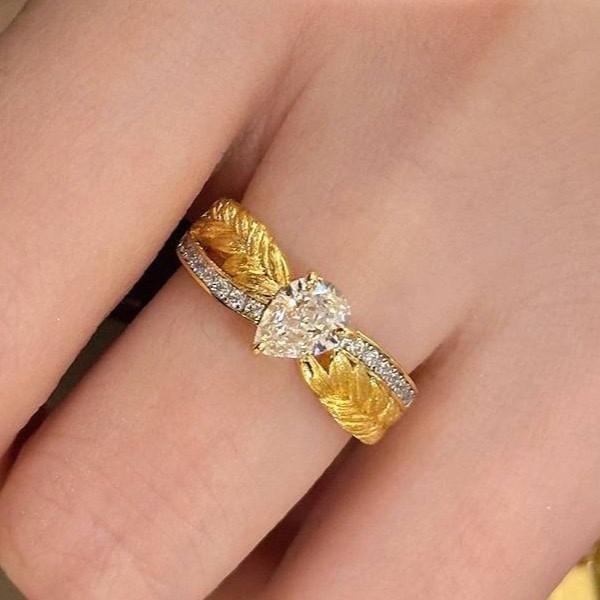 Classic Copper Alloy Zircon Ring Ladies Jewelry Wedding Promise Party Gift