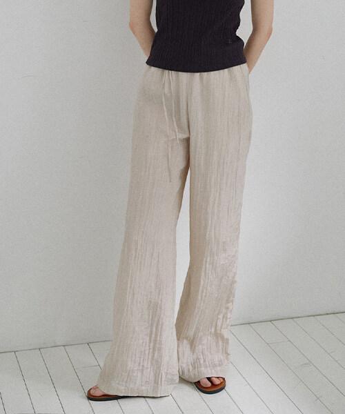 Onaenon Crinkle Elastic Waist Pants New6Ml514_2Color