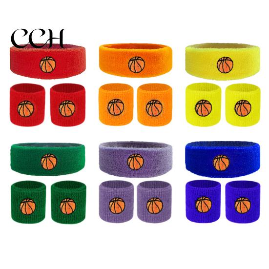 Bequemes Sport-Armband 1 Set Kinder-Stirnband Ballstickerei Dehnbar Atmungsaktiv Jungen Mädchen Schweißabsorbierend Gestrickt Basketball Volleyball