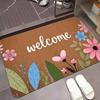 Spring Door Mat Hello Spring Flower Tulip Pattern Entrance Rug Modern Home Indoor Outdoor Decor Soft Non-Slip Welcome Carpet